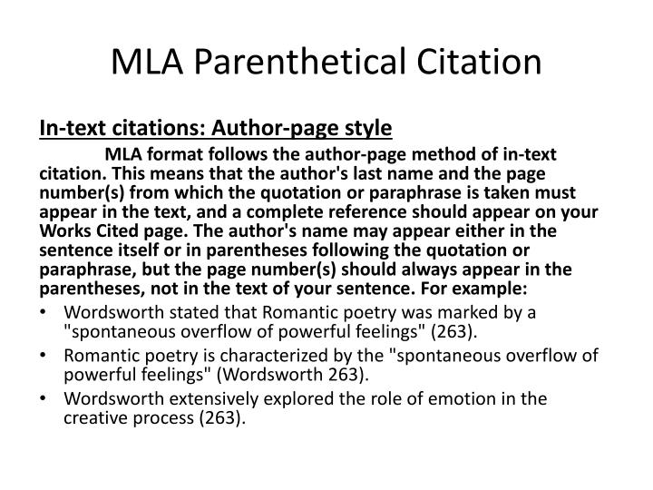 in text citation vs parenthetical mla