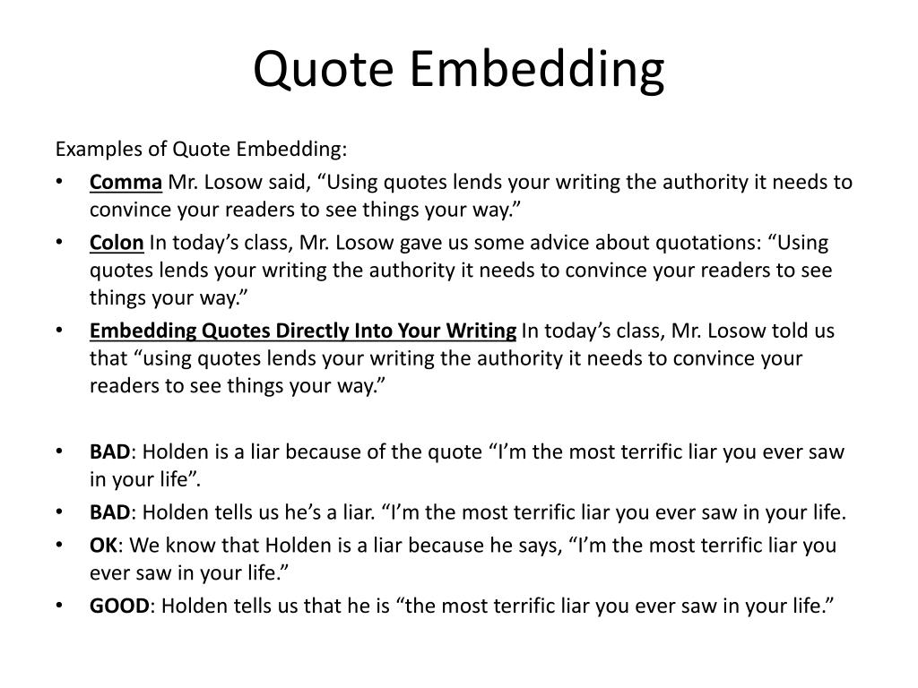 embedding quotes in a research paper