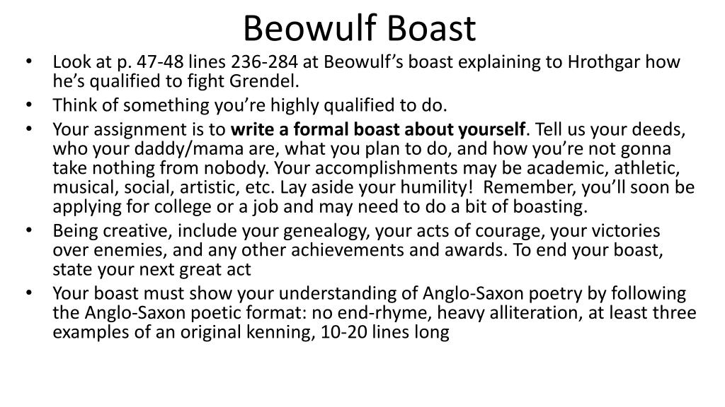 beowulf boasting assignment