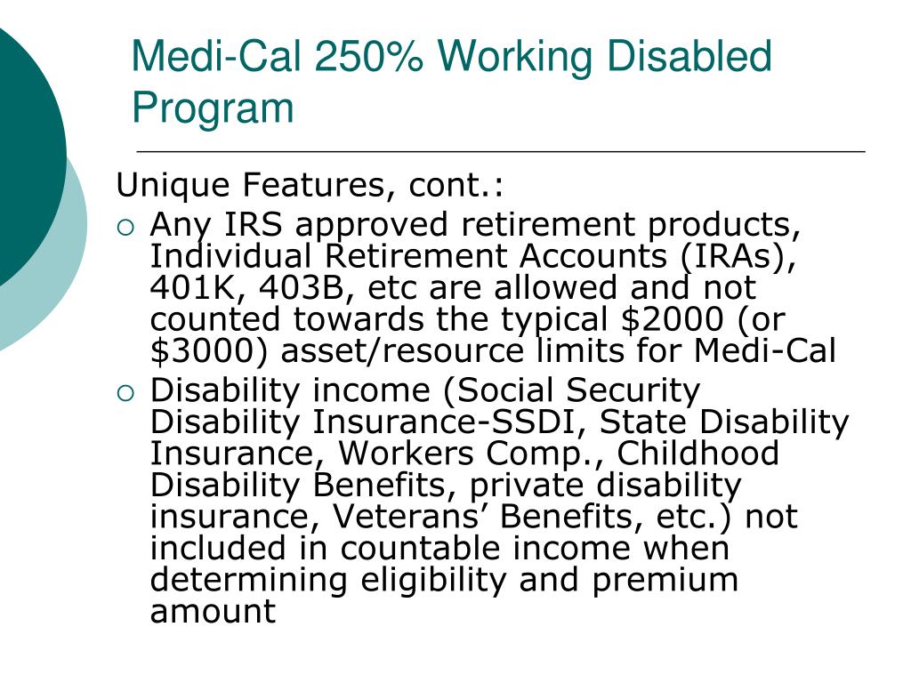 PPT The 250 Working Disabled Program and Options to Maintain Medi