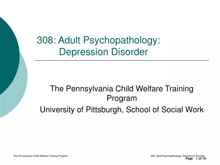Ppt 308 Adult Psychopathology Depression Disorder Powerpoint