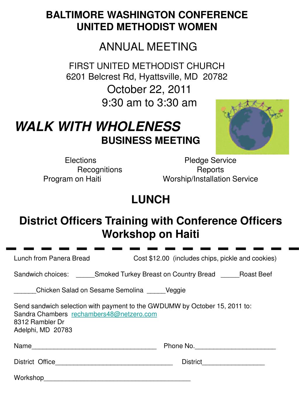 PPT - BALTIMORE WASHINGTON CONFERENCE UNITED METHODIST WOMEN ANNUAL ...