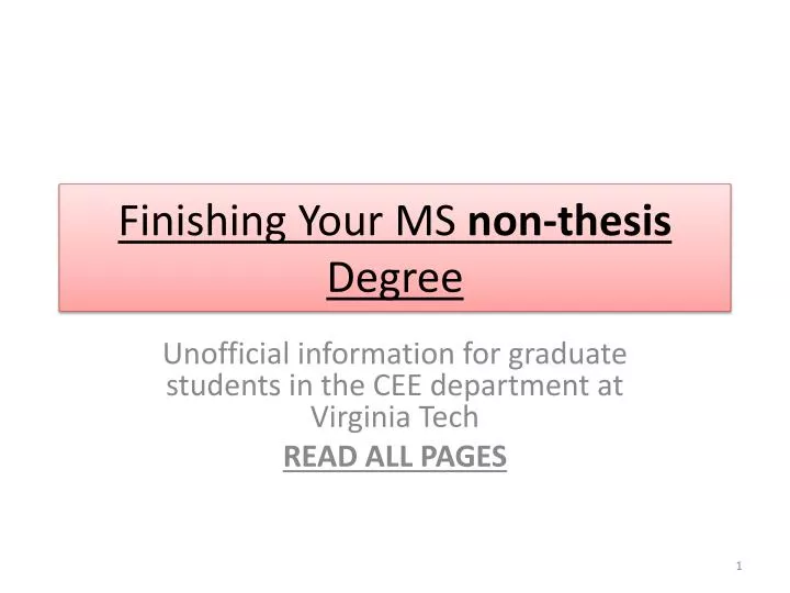 non thesis degree