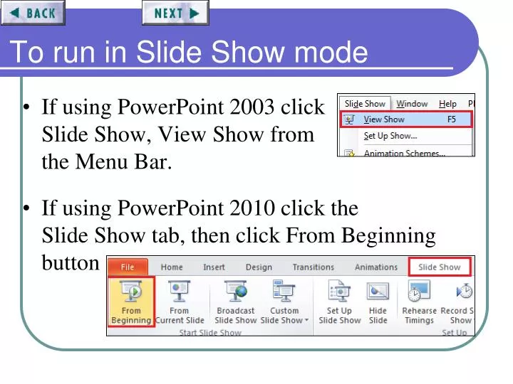 PPT To run in Slide Show mode PowerPoint Presentation, free download