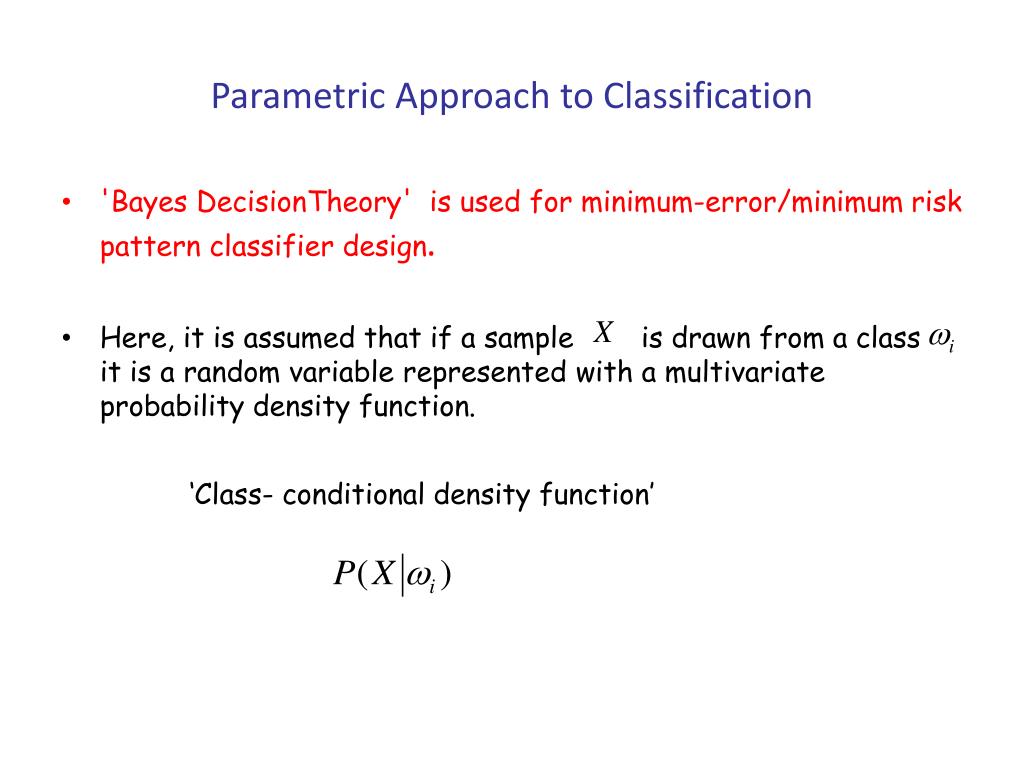 PPT - PART 2: Statistical Pattern Classification : Optimal ...