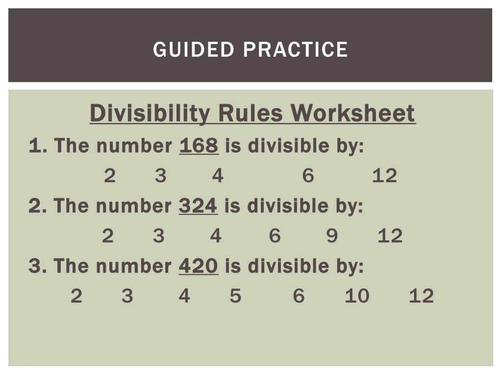 Divisibility rules practice worksheet