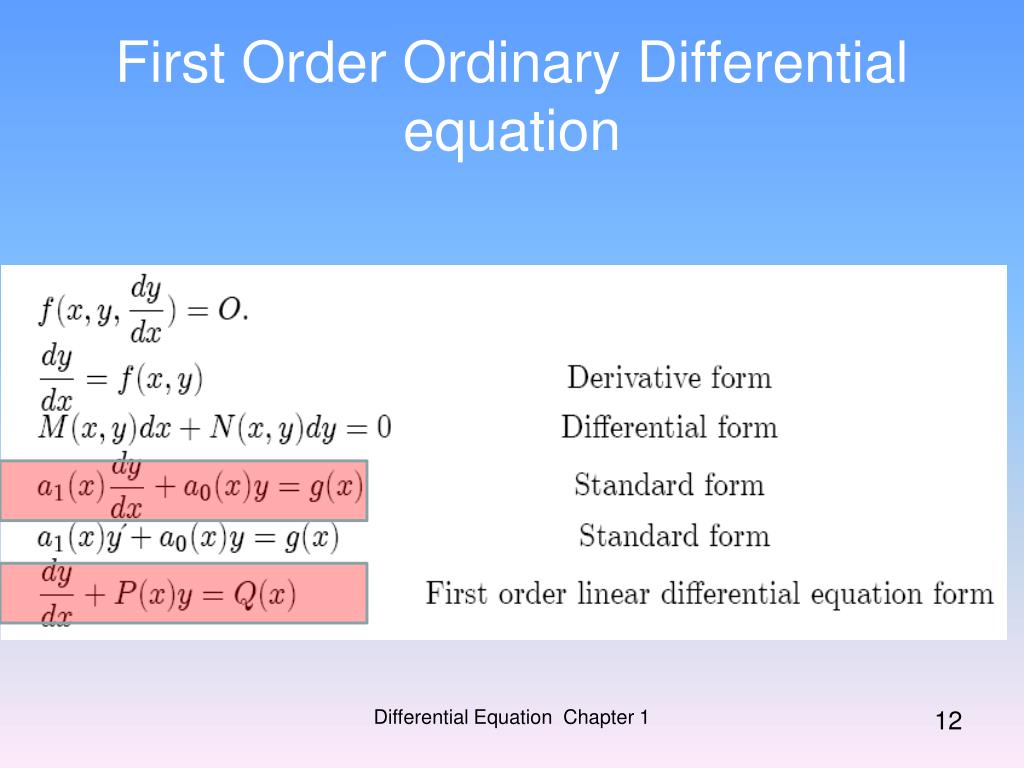 first order ordinary differential equation.
