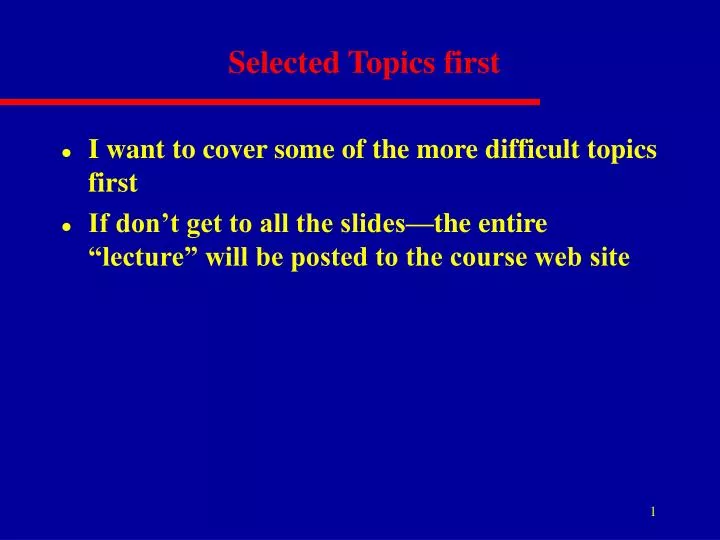 selected topics first n.