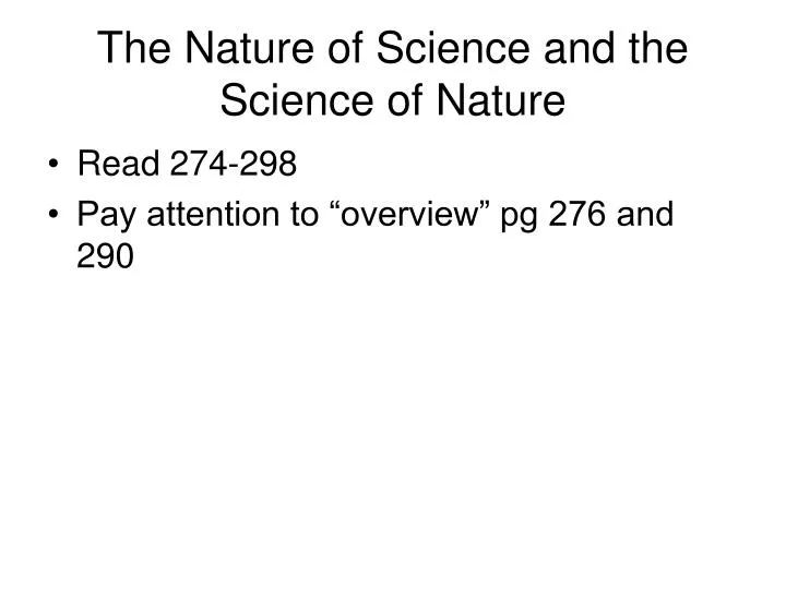 the nature of science and the science of nature n.