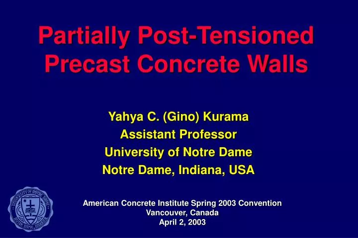 partially post tensioned precast concrete walls n.
