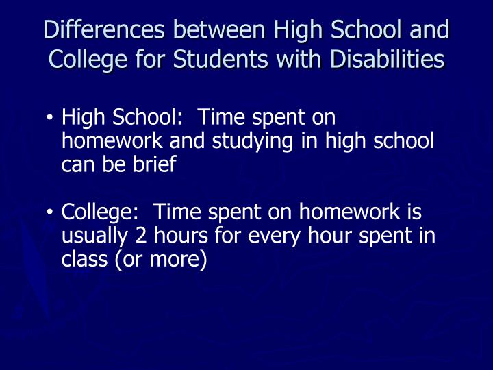 Difference between highschool and college essay