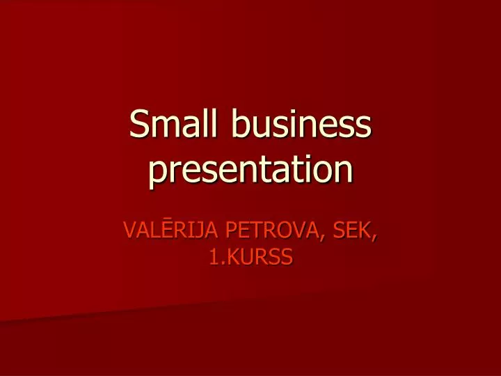 small business presentation n.