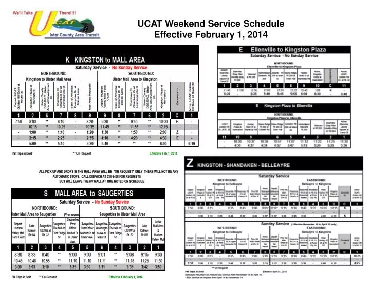ucat weekend service schedule effective february 1 2014 n.