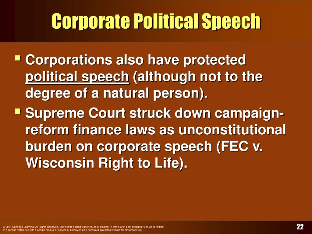 corporate political speech is given