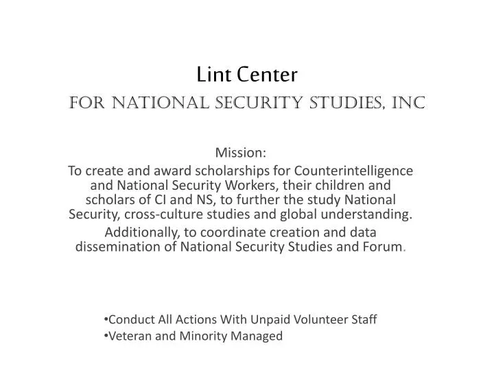 lint center for national security studies inc n.