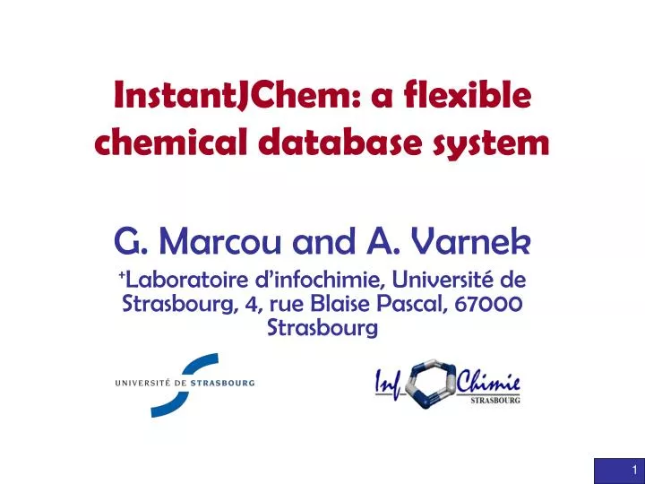instantjchem a flexible chemical database system n.