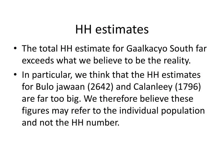 hh estimates n.