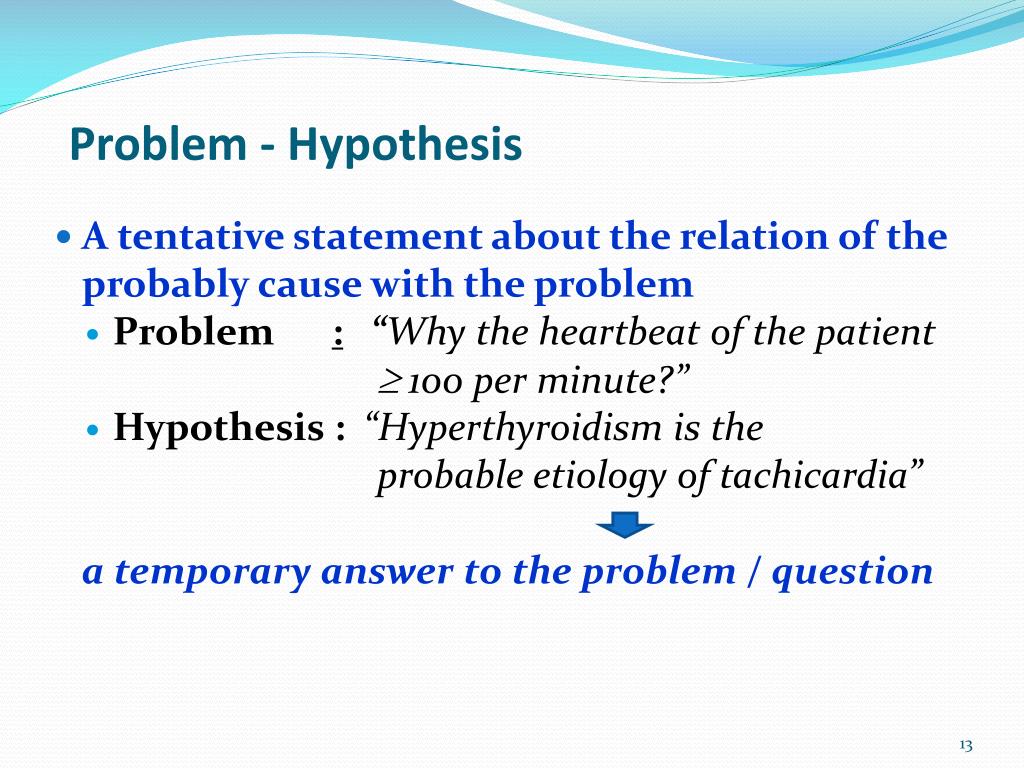 example of statement of the problem and hypothesis