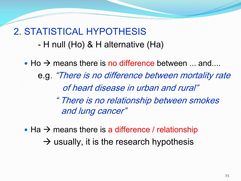 formulate statistical hypothesis