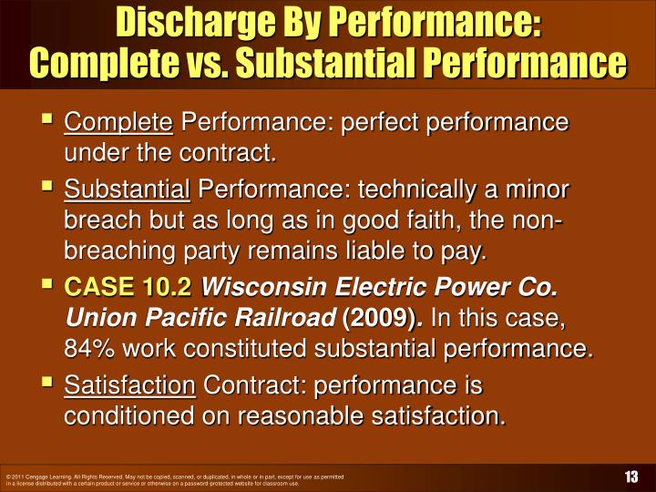 discharge of contract performance breach discharge of contract performance breach