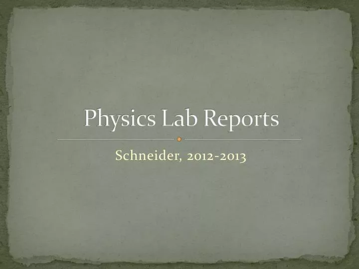 physics lab reports n.