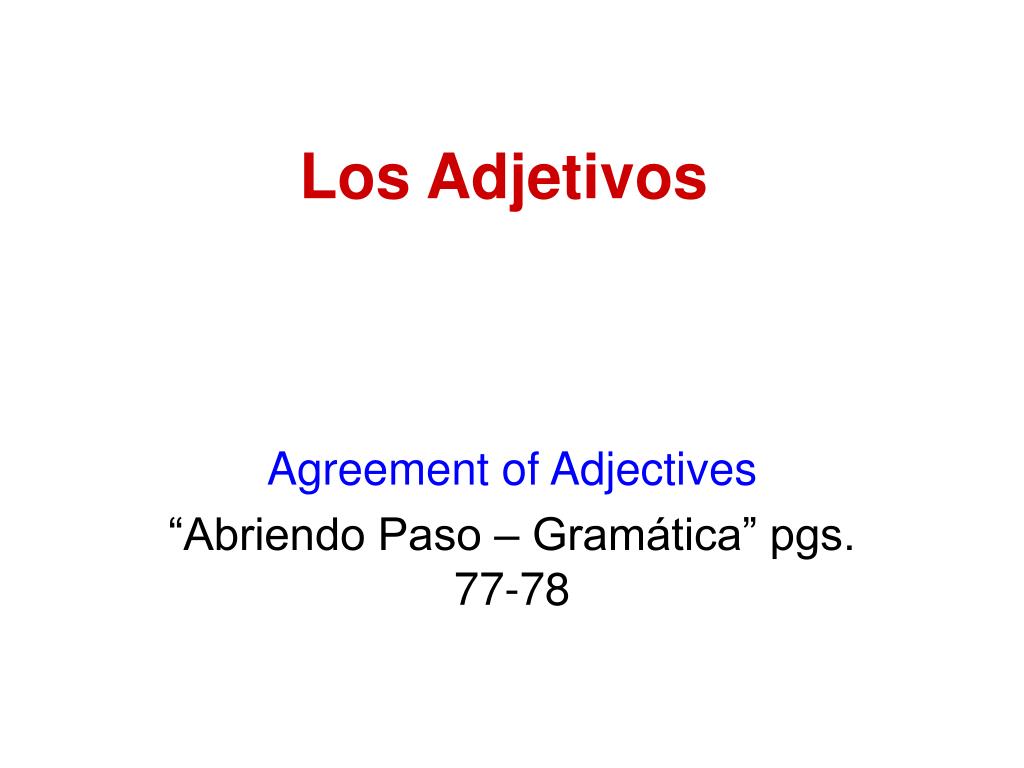 Ppt Los Adjetivos Powerpoint Presentation Free Download Id6829460