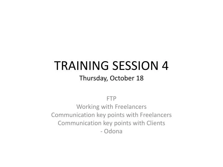 training session 4 thursday october 18 n.