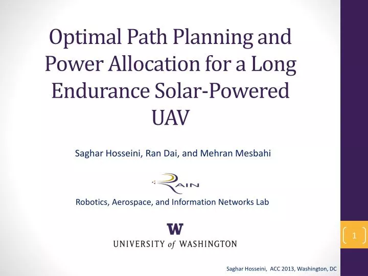 PPT Optimal Path Planning and Power Allocation for a Long Endurance SolarPowered UAV