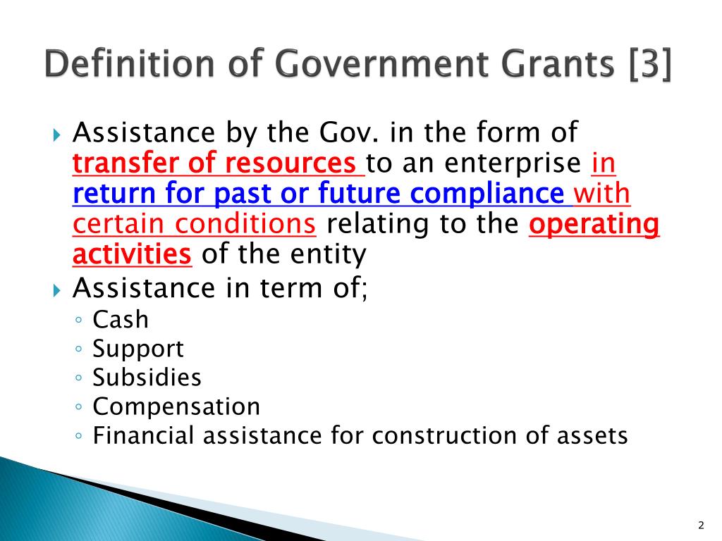 presentation of government grants