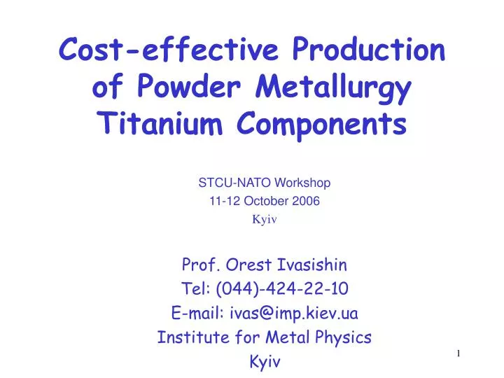 cost effective production of powder metallurgy titanium components n.