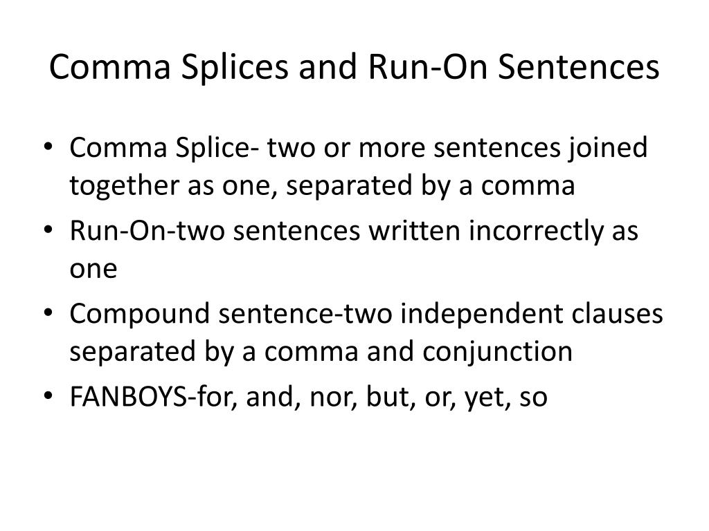 comma splice example