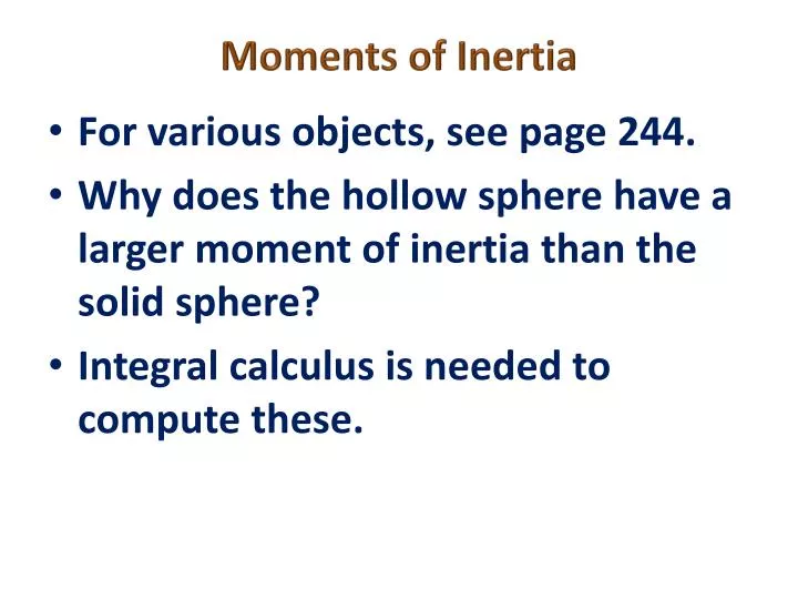 moments of inertia n.