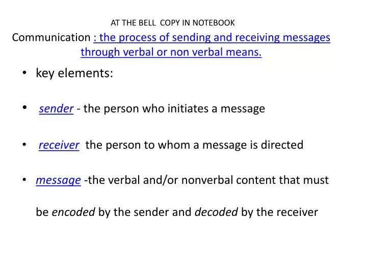 Ppt communication the process of sending and receiving messages