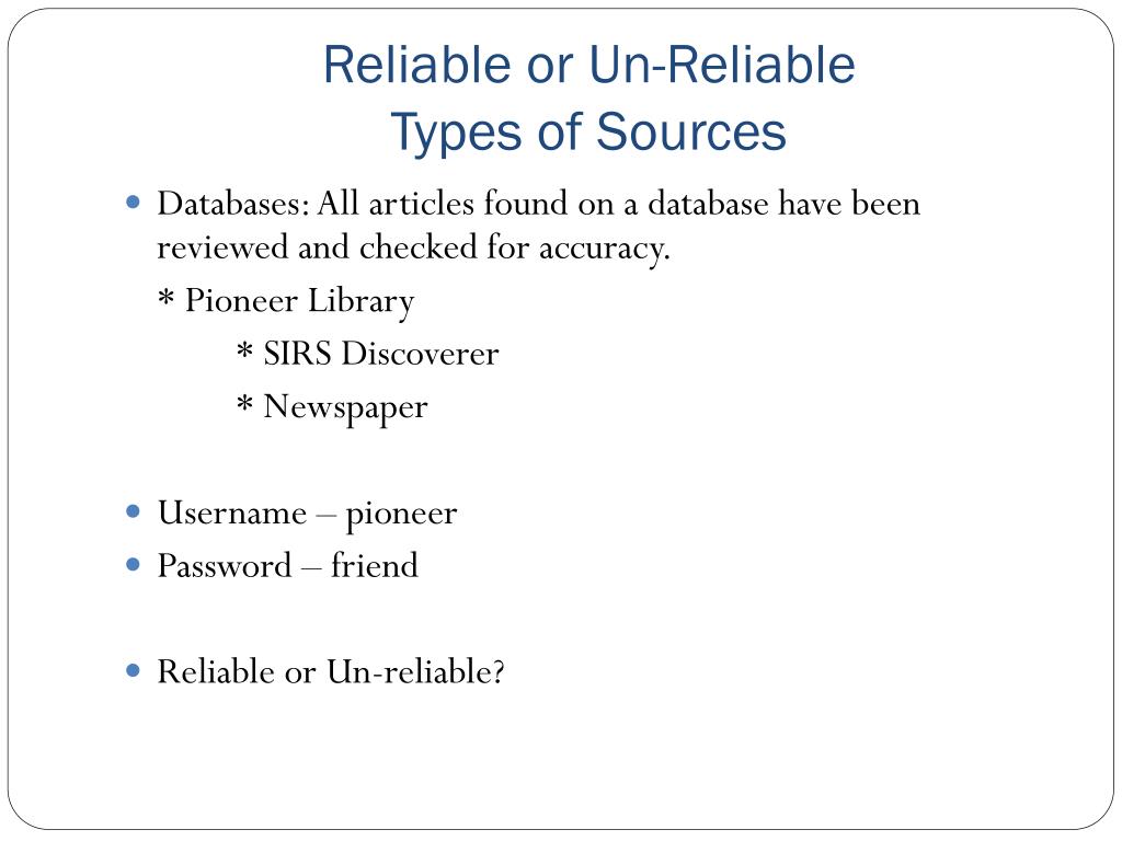 PPT Reliable And Un Reliable Sources PowerPoint Presentation Free 