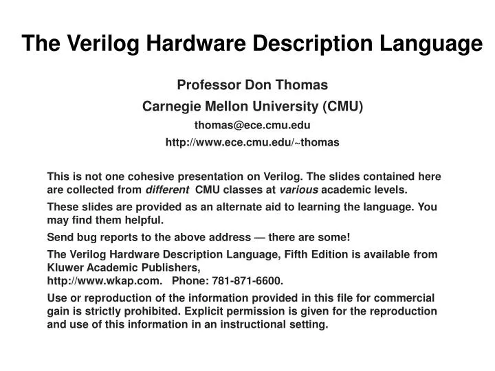 the verilog hardware description language n.
