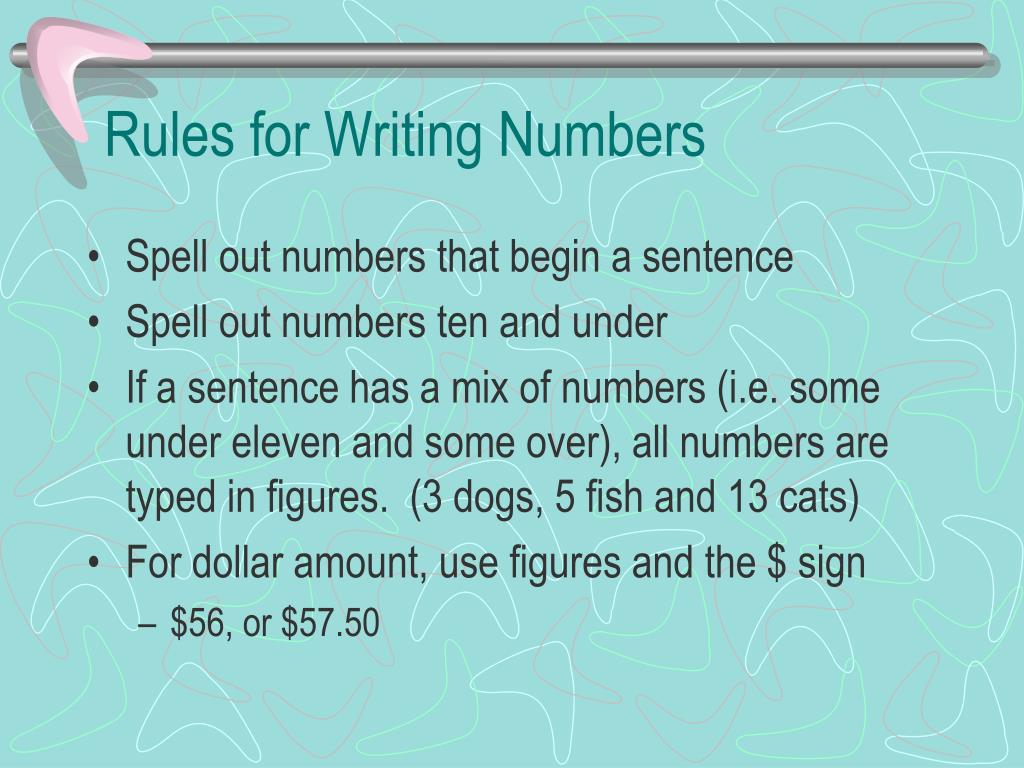 research on rules used in number presentation