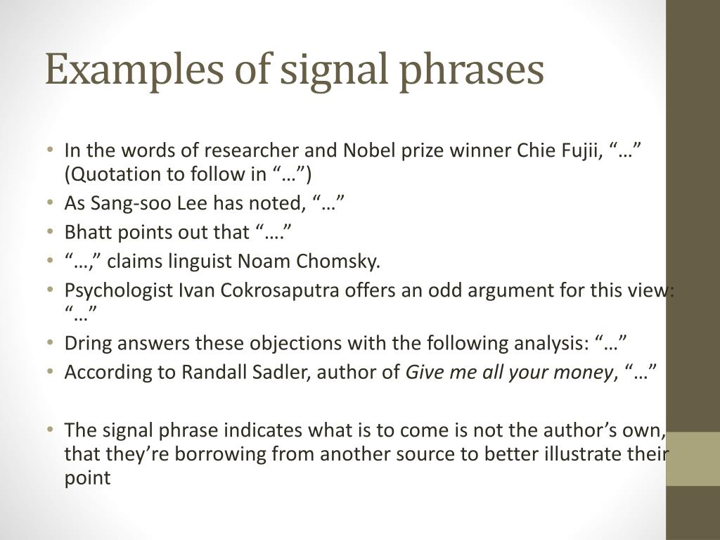 signal phrase signal phrase