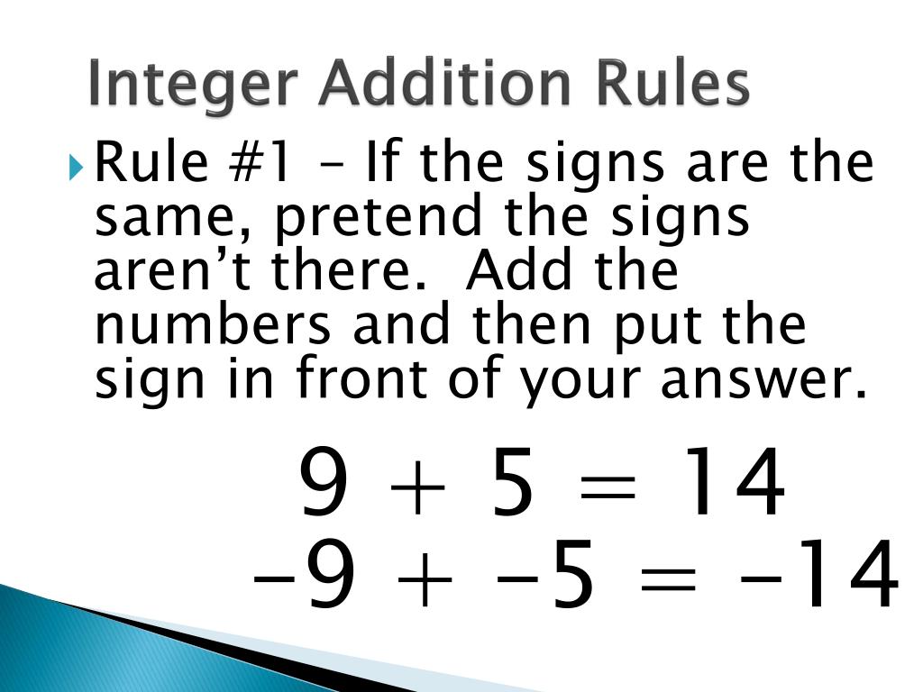 Adding Integers Examples