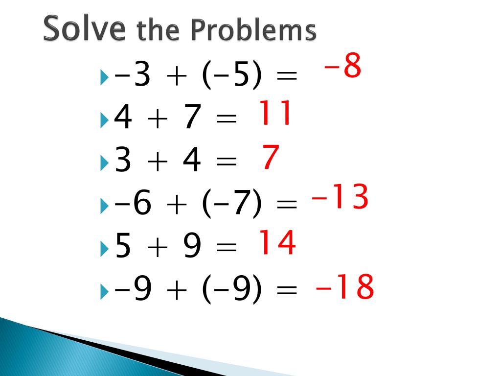 problem solving of addition of integers