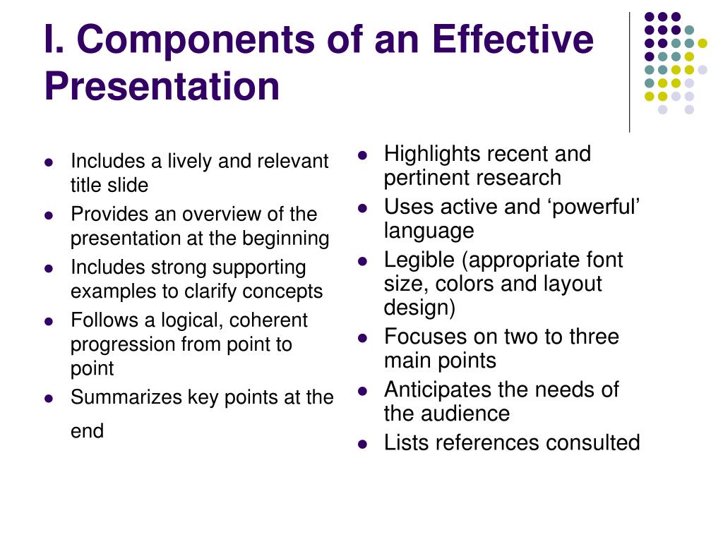 features of an effective presentation