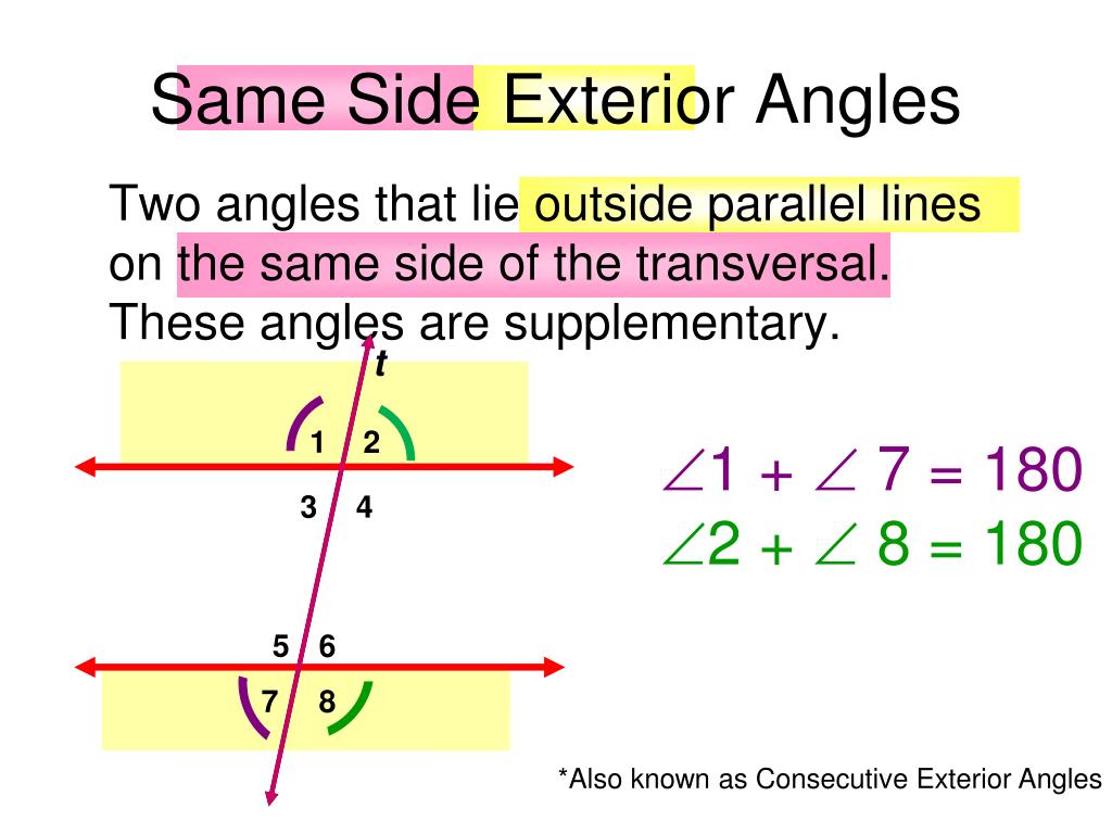 Same Side Exterior Angles L 