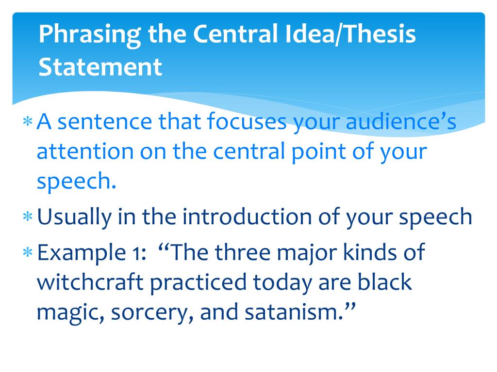 Central Idea Of A Speech Slidesharetrick