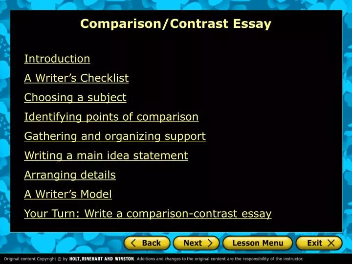 comparison contrast essay n.