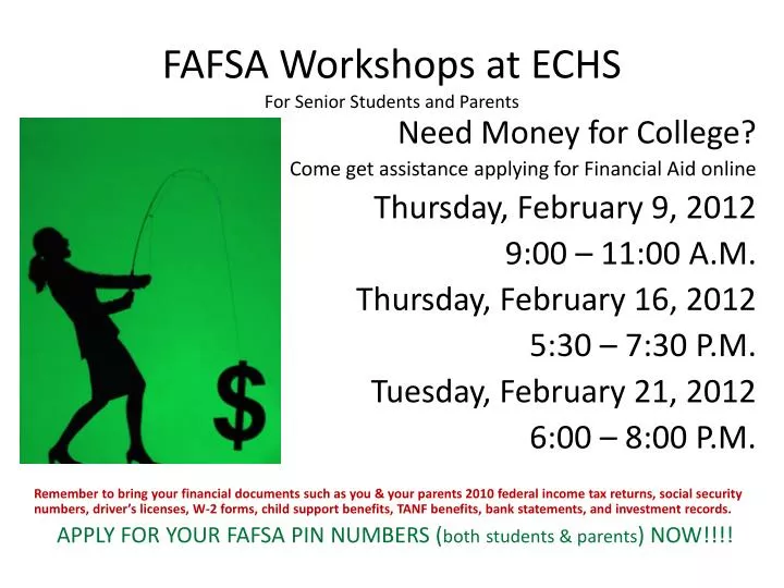 fafsa workshops at echs for senior students and parents n.