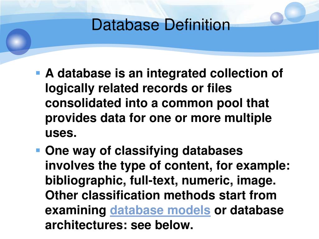 database definition essay