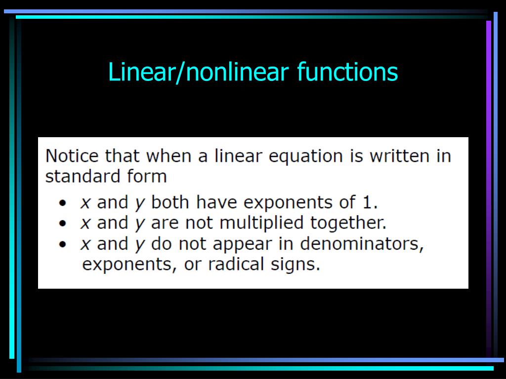 PPT - 806.3.7 Linear/nonlinear Functions PowerPoint Presentation, Free ...