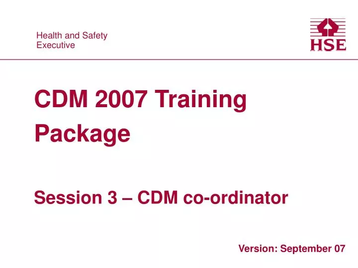cdm 2007 training package session 3 cdm co ordinator n.