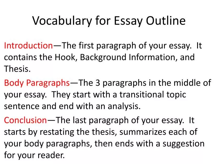 vocabulary for write essay