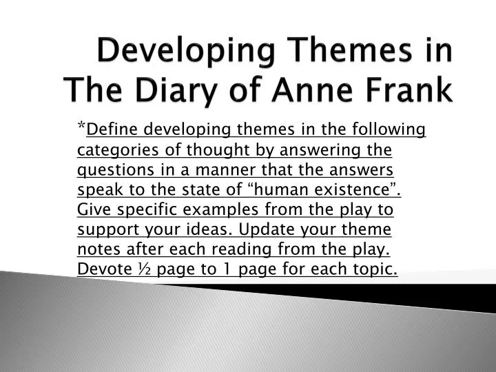 PPT - Developing Themes in The Diary of Anne Frank PowerPoint - Themes For The Diary Of Anne Frank
