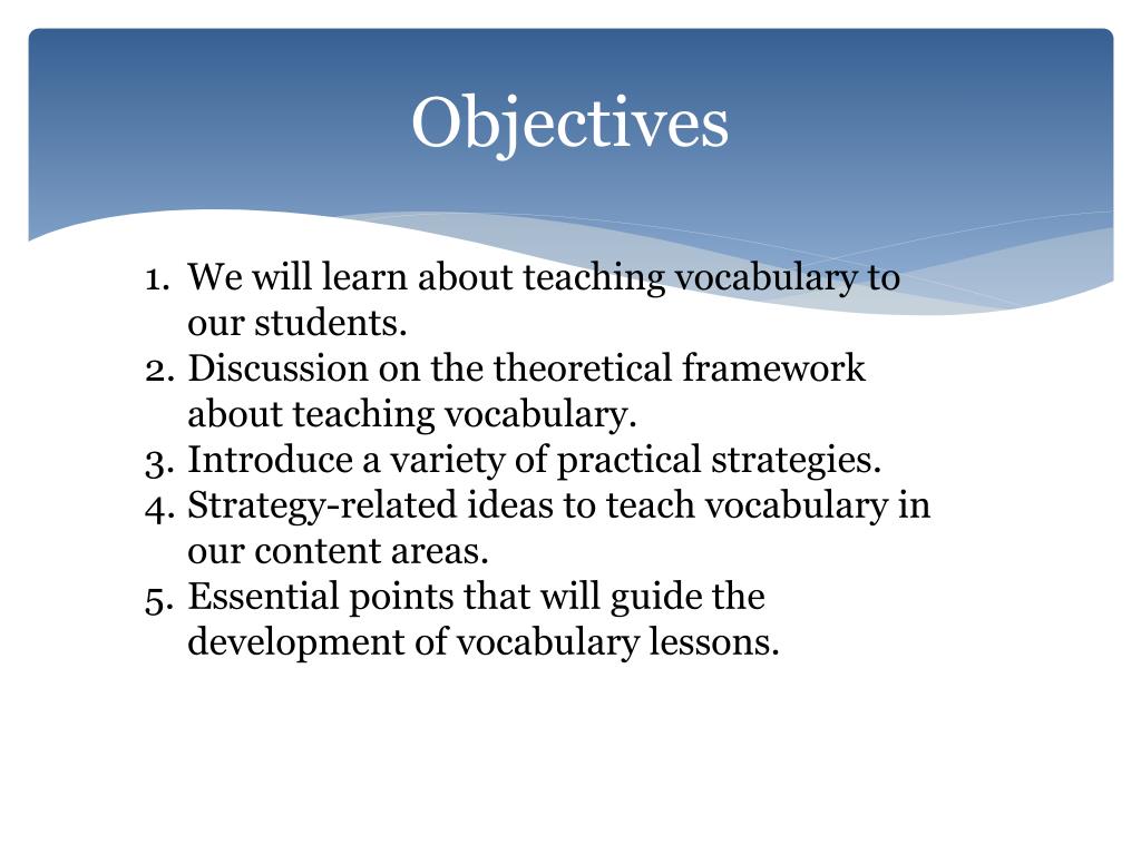 vocabulary teaching objectives